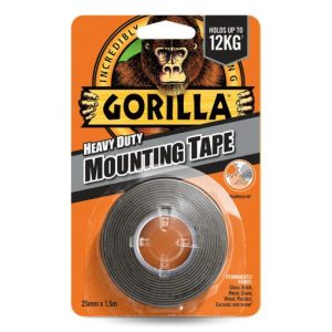   Gorilla Heavy Duty Mounting Black Tape Fekete Kétoldalas Ragasztószalag Kültérre is 2,54cm x 1,52m