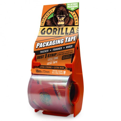 Gorilla Packaging Tape Csomagolószalag Adagolóval 18m x 72mm Extra Erős 