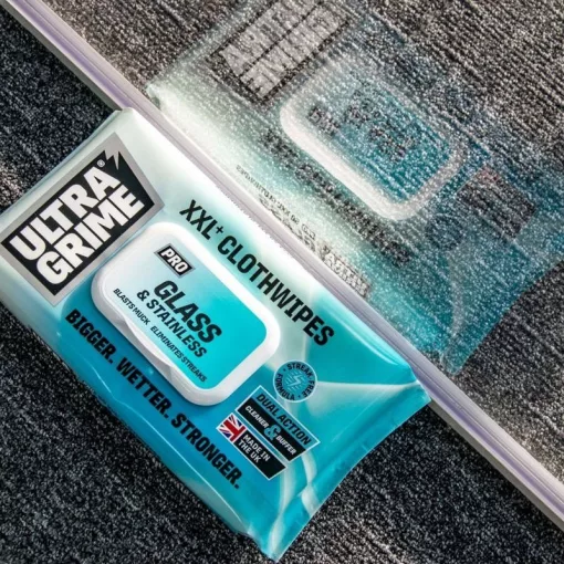 Ultragrime Glass&Stainless steel nedves törlőkendő 38x25cm 50db/cs (üveg és acél)